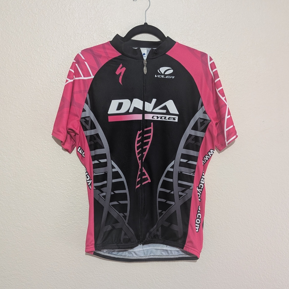 Voler Black and Pink Fitted Zip Up Graphic Cycling Jersey